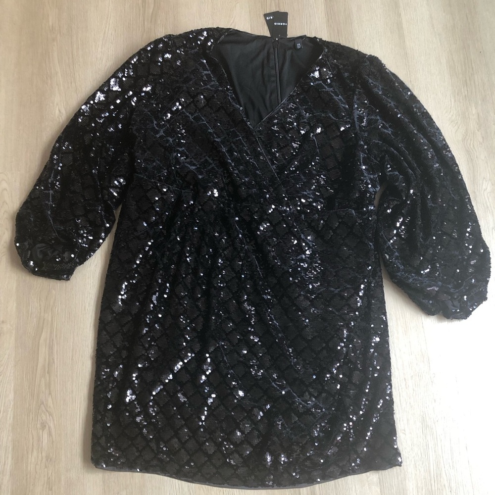 Torrid Mini Black Velour Sequin Dress Size 26 New